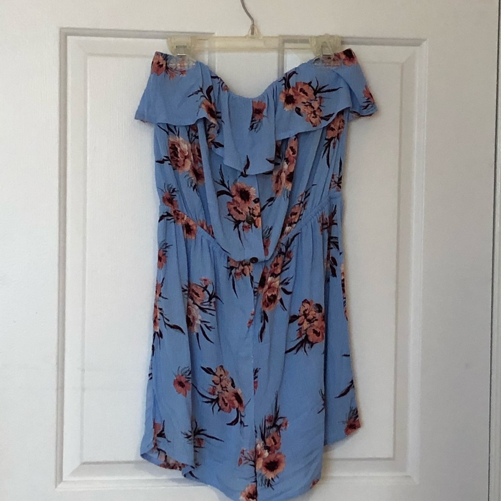 Rue21 Strapless Blue and Pink Floral Romper